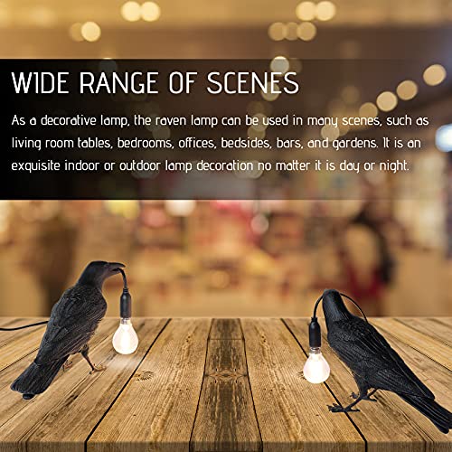 Lifelike Resin Raven Light Crow Desk Lamp- Black