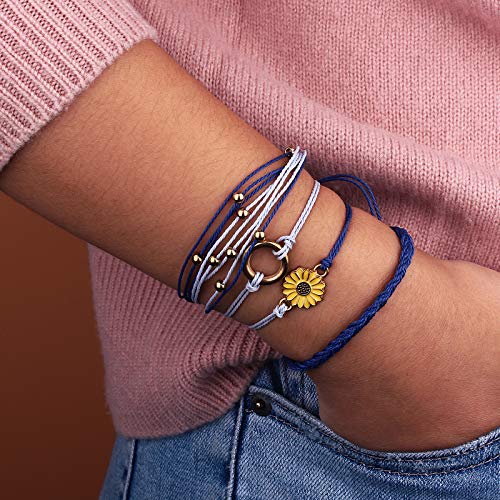 Sunflower String Bracelet Handmade Braided Rope Charms Boho Surfer Bracelet