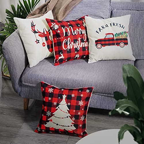 Set of 4  Christmas Throw Pillow Covers 18 x 18