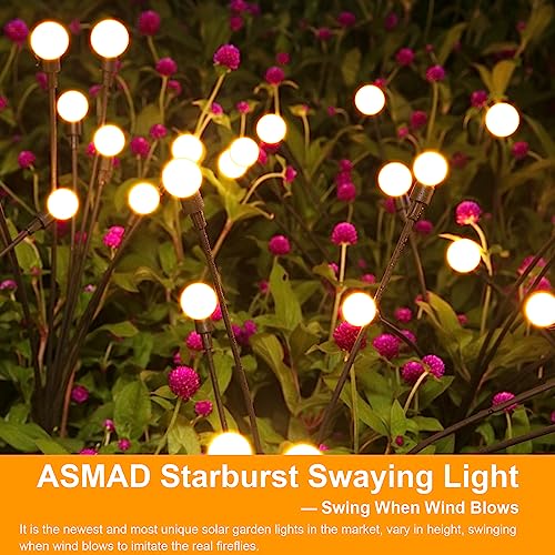 New Generation Bigger Waterproof Solar Outdoor Swaying Solar Garden Lights Firefly Lights for Patio Pathway Outdoor Decor Warm White