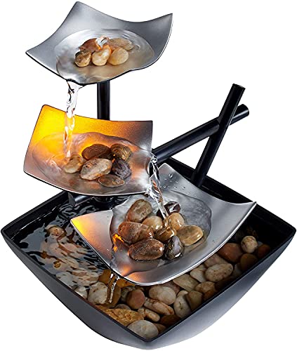 Indoor 3-Tier Relaxation Tabletop Fountain with Automatic Pump with Power Switch