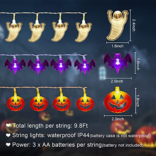 29.4ft 60LED Halloween String Lights, 3 Pack Halloween Decorations Indoor Outdoor Led Lights