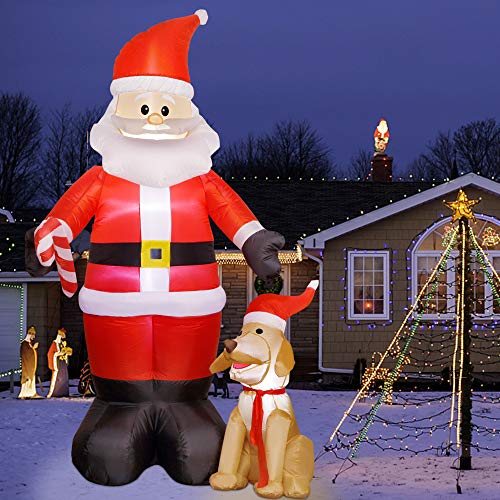 Christmas 7FT Inflatables Lighted Santa Claus w/ Dog