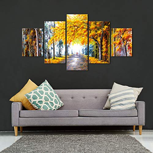 Modern Autumn Love Picture by Oil Paintings for Home Decor 5 Panels Framed