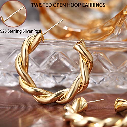 6 Pairs Gold Chunky Hoop Earrings Set for Women Hypoallergenic