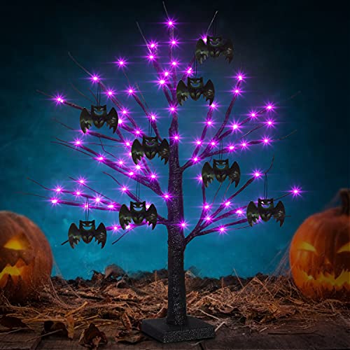 2FT 48 LED Black Halloween Tree for Home Decoration