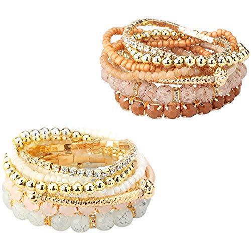 4 Sets Multilayer Stackable BOHO Bracelets for Women