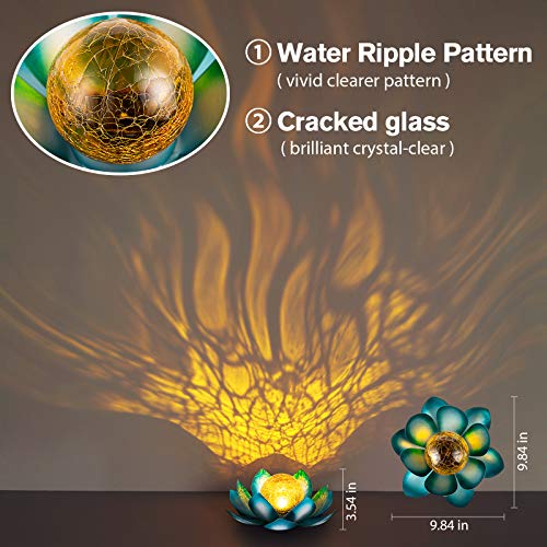 Lotus Solar Light  Garden Decor ,Waterproof LED Crackle Globe Glass Flower Light