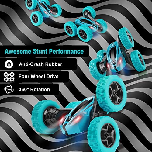 RC Cars 2.4GHz Fast Stunt RC Car, 4WD Double Sided 360° Rotating w/ Headlights