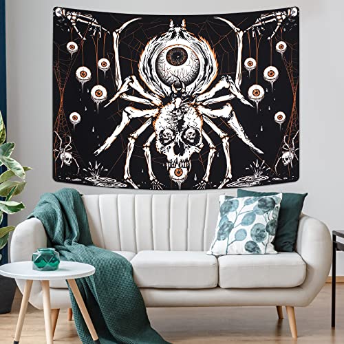 Boniboni Skull Tapestry Hippie Eyes Spider Skeleton Tapestry Wall Hanging for Room