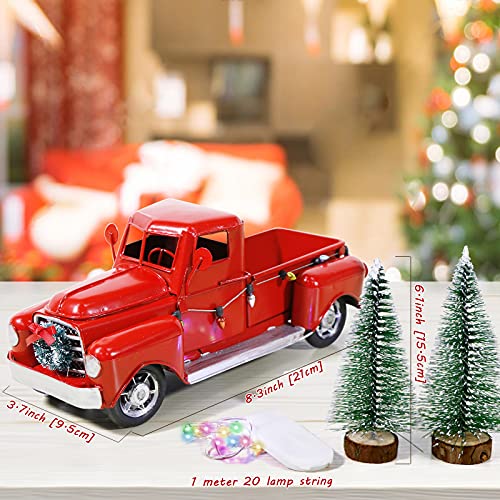 Christmas Farmhouse Red Truck w/ String Lights