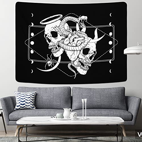 Boniboni Skull Tapestry Hippie Eyes Spider Skeleton Tapestry Wall Hanging for Room