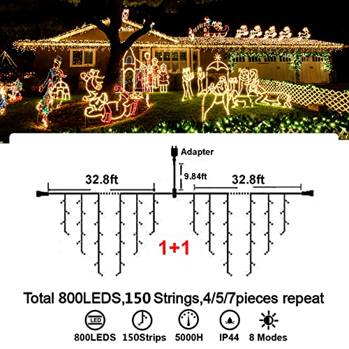 400 LED 32.8 FT 8 Modes 75 Drops Fairy String Curtain Lights for Christmas Decor