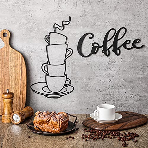 2 Pieces Coffee Bar Sign Black for Kitchen Decor