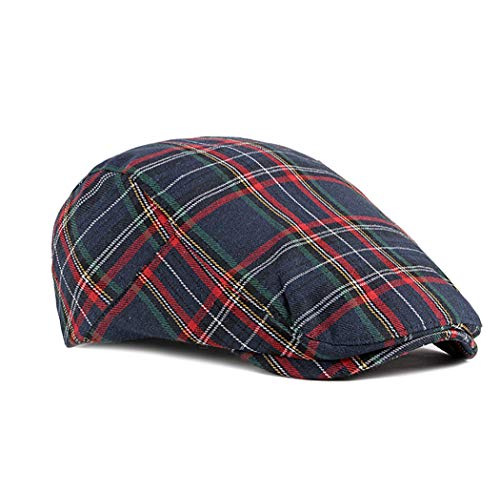 Men Adjustable Colorful Striped Plaid Ivy Newsboy Cabbie Gatsby Cotton Caps