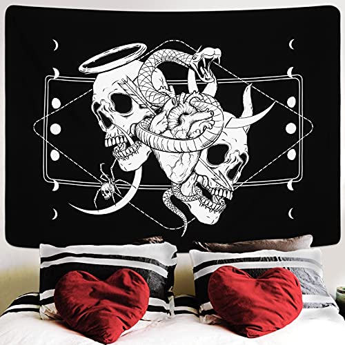 Boniboni Skull Tapestry Hippie Eyes Spider Skeleton Tapestry Wall Hanging for Room