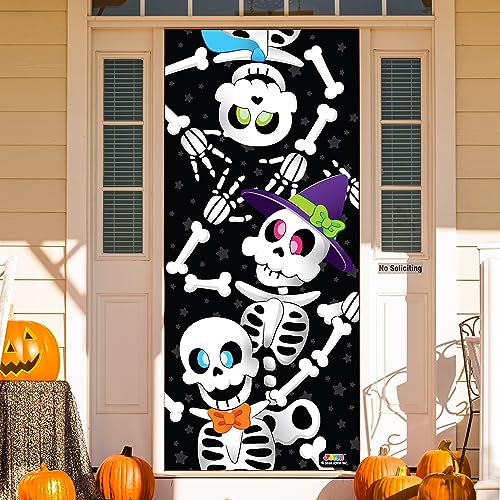 3D Design Scary Skeleton Door Cover for Halloween Skeleton Door, Window and Wall Cover