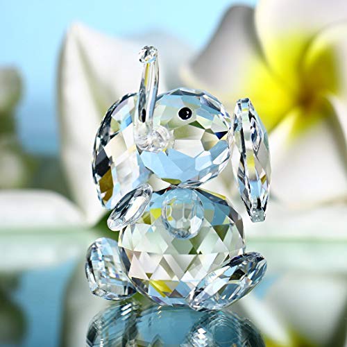 Cute Crystal Elephant Figurine Collection Cut Glass Ornament Statue Animal Collectible