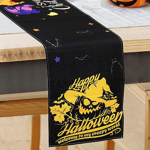 Halloween Table Runner, Hocus Pocus Burlap Halloween Runners Holiday Home Kitchen Dining Table