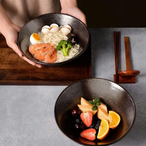 2 Sets Ceramic Japanese Ramen Bowl Set 60 Ounce, / Matching Spoons & C -  DANNY'S HOME GOODS