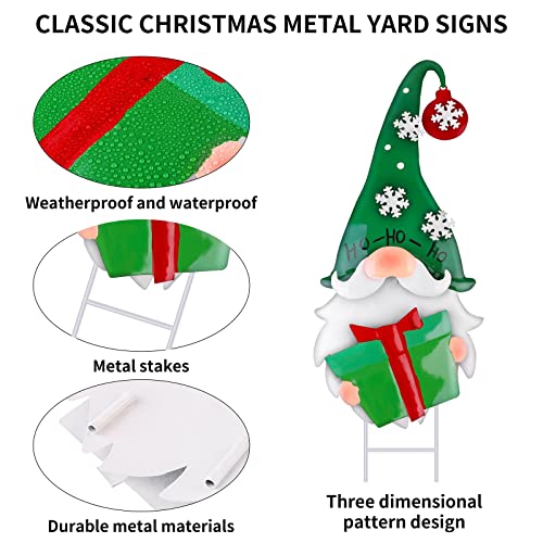 Metal Gnome Christmas Yard Sign Decoration