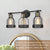 3-Light Farmhouse Bathroom Vanity Light Fixtures, Industrial Black & Gold E26 Socket