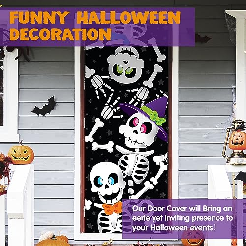 3D Design Scary Skeleton Door Cover for Halloween Skeleton Door, Window and Wall Cover