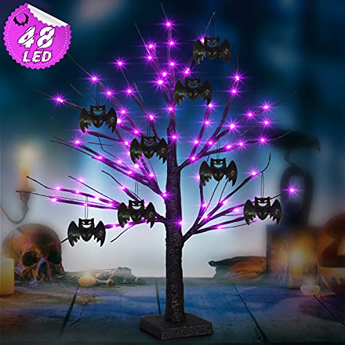 2FT 48 LED Black Halloween Tree for Home Decoration