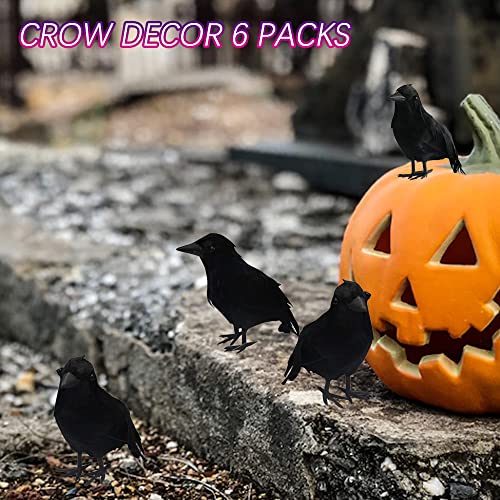 Halloween Black Feathered Crows Decoration