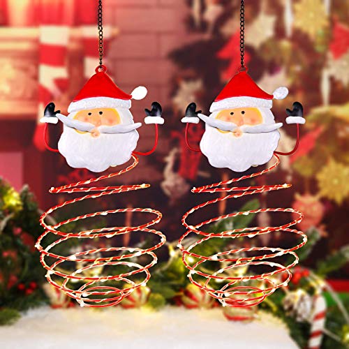 2 Pack  Christmas Hanging Solar Lanterns