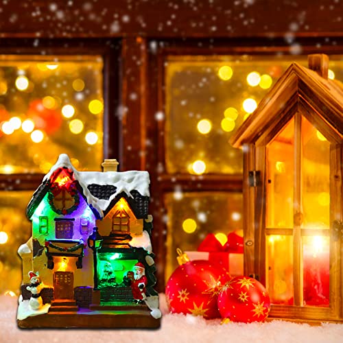 Christmas Village Houses, w/ Colored Lights Battery Operated