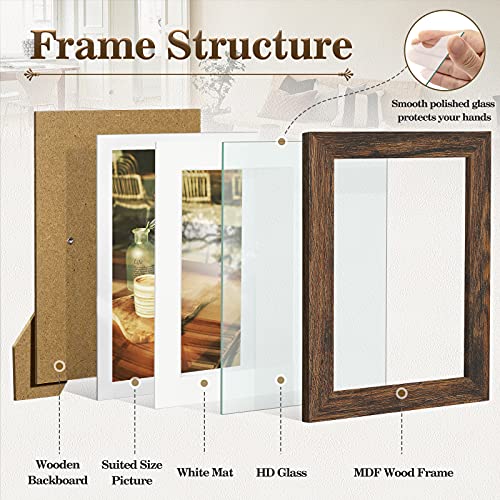 Gallery Wall Picture Frame Set - 10 pcs Family Picture Frames w/ Glass & Mat