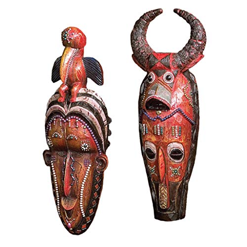 Masks of The Congo Wall Sculptures Home Decoration, Wood tone