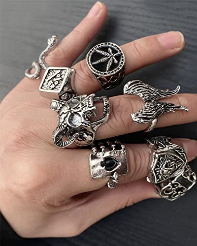 Vintage Silver Open Punk Rings for Men Women