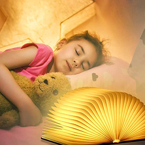 Wooden Book Novelty Folding Book Lamp,USB Rechargeable