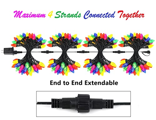 2PK Each 50 LED 49ft Extendable C9 Christmas Lights Decoration