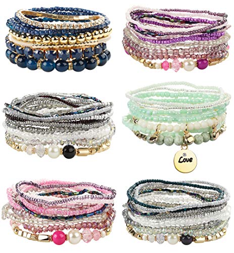 Bohemian Stackable Bead Bracelets for Women Multilayered Bracelet