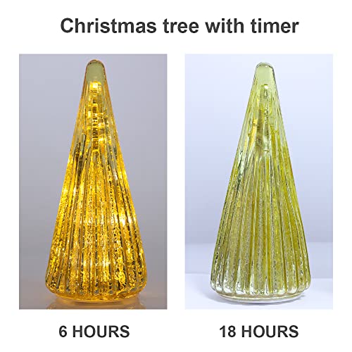 3 Packs Pre-lit Gold Glass Christmas Tree