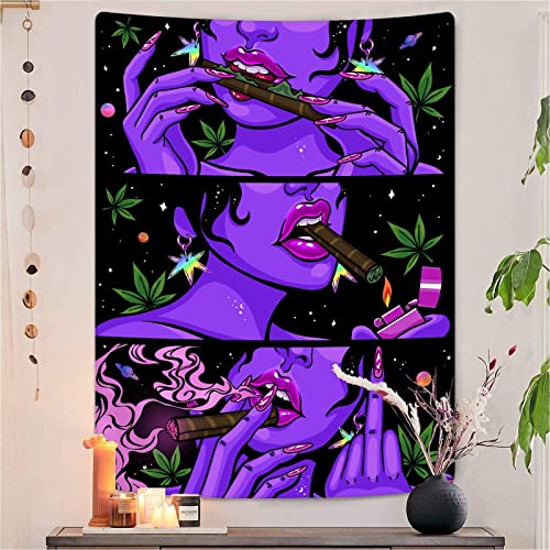 Cool Blacklight Uv Playboy Wall Tapestry for Trippy Bedroom Accessories (Purple, 36"x48")