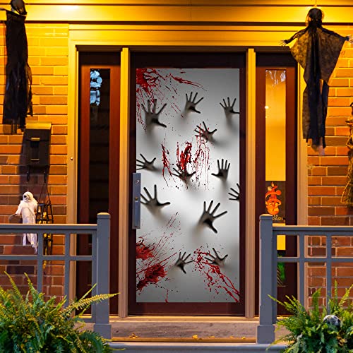 3D Design Scary Skeleton Door Cover for Halloween Skeleton Door, Window and Wall Cover