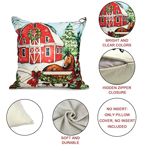 Set of 4 Christmas Throw Pillow Covers 18x18 Inch