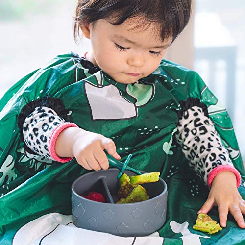 Allover Waterproof Bib for Self-Feeding Babies & Toddlers 6-24 Mos. w/ Plate Outline