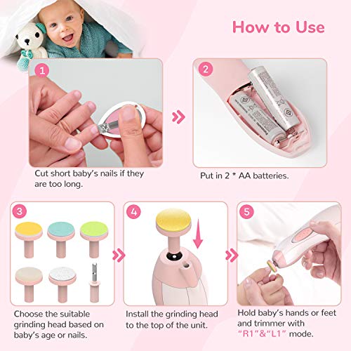 Electric Baby Nail Filer & Baby Nail Clippers w/ Light Set