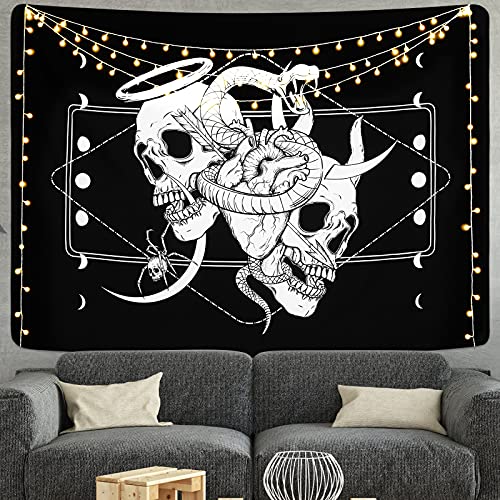 Boniboni Skull Tapestry Hippie Eyes Spider Skeleton Tapestry Wall Hanging for Room