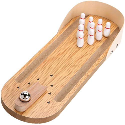 Table Top Wooden Mini Bowling Game Set