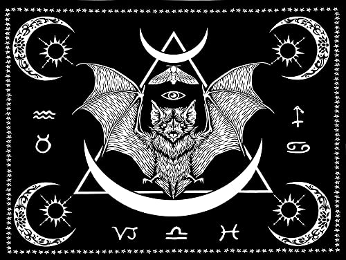 Bat Tapestry Occult Bat Tapestry Bat Wall Hanging Wall Art Black and White Bat Bedroom