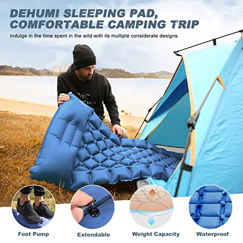 Camping Sleeping Pad - Ultralight Foot Press Inflatable  w/ Built-in Pump