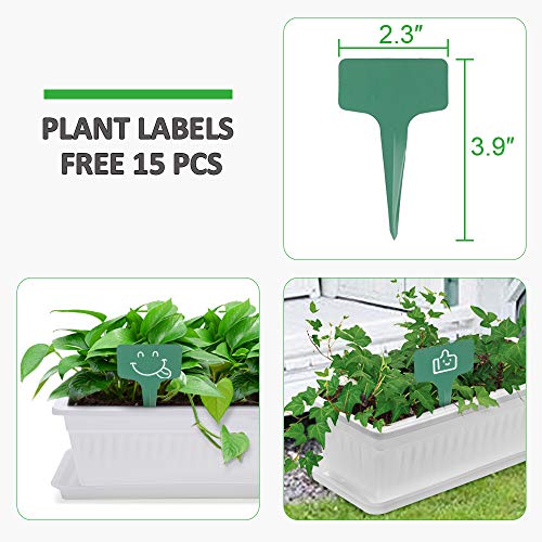 15 Inches Flower Window Box Plastic w/ 15 Pcs Plant Labels