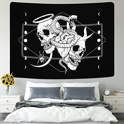 Boniboni Skull Tapestry Hippie Eyes Spider Skeleton Tapestry Wall Hanging for Room