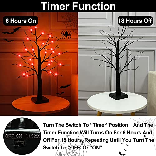 2 Pack Lighted Halloween Willow Tree Decoration w/ Timer